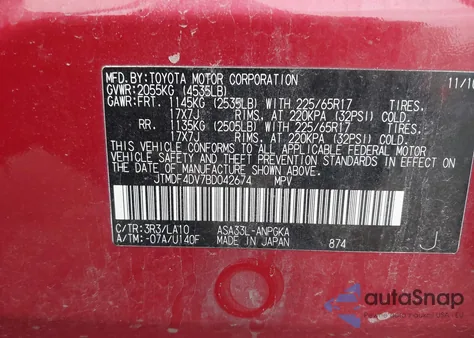 2011 Toyota Rav4 Limited from USA, damaged, VIN JTMDF4DV7BD042674